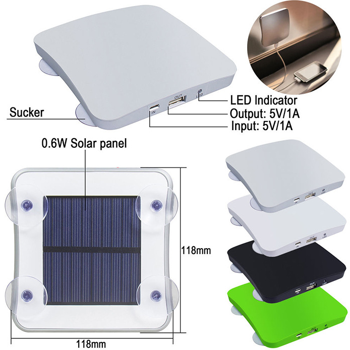 Solar-Powered Suction Cup Portable Charger (Power Bank)